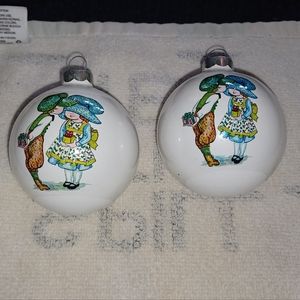 Holly Hobby Glass Ball Christmas Ornaments Prairie Girl Vintage